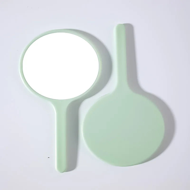 Zonyin Custom Logo Round Small Handheld Makeup Mirror Personalized Handle Pocket Cosmetic Mirror Girl Hand Held Travel Mirror