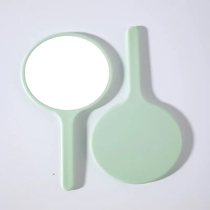 Zonyin Custom Logo Round Small Handheld Makeup Mirror Personalized Handle Pocket Cosmetic Mirror Girl Hand Held Travel Mirror