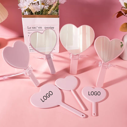 Zonyin Wholesale Heart Shape Hand Cosmetic Mirror Custom logo Plastic Portable Handheld Makeup Mirror Promotional Gift