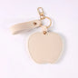 Zonyin Unique Christmas Gifts Red Apple-Shaped Pocket Mirror Foldable Pink Pu Leather Small Makeup Keychain Mirror for Women