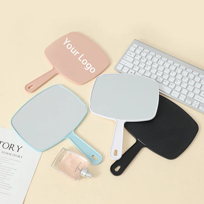 Zonyin Wholesale High Quality Custom Logo Salon Handheld Cosmetic Mirror Large ABS Plastic Hand Barber Hair Care Makeup Mirror