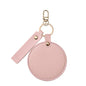 Zonyin LOW MOQ Customized Logo Round Pocket Cosmetic Mirror Pu Leather Portable Small Compact Makeup Mirror with Keychain