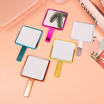 Zonyin Wholesale Electroplate Sliver Gold Handle Mirror Custom logo Small Handheld Square Cosmetic Hand Makeup Mirrors for Women