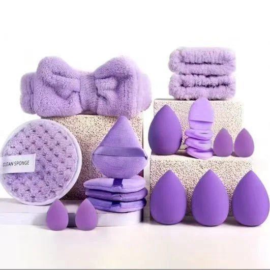 20pcs/set Wholesale Dual-Sided Soft Puffs Reusable Cosmetic Wrist Straps Facial Cleansing Set Washable Hair Bands Makeup Remover