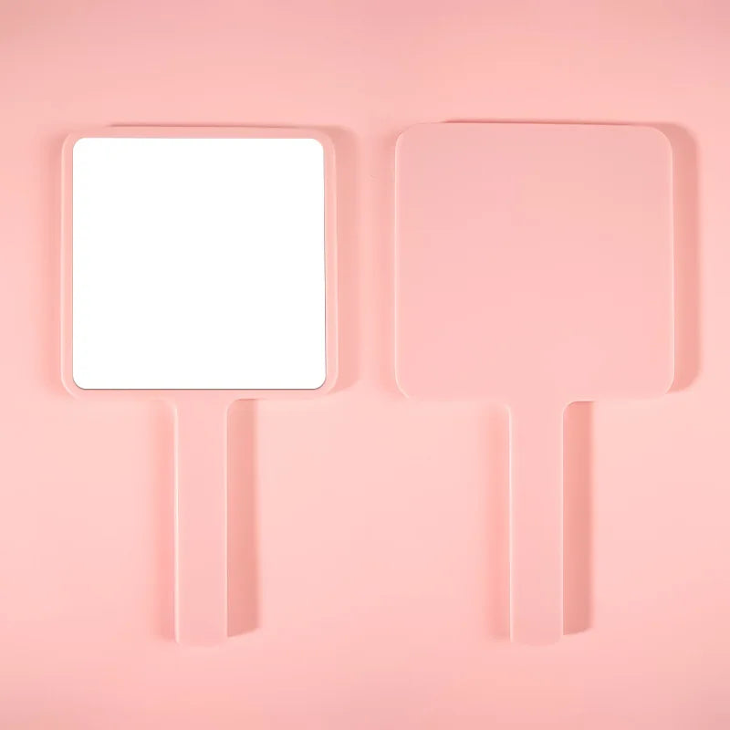 Zonyin Plastic Makeup Mirror Square Hand Held Single Side Mirrors Customized Logo Handheld Cosmetic Mirror With Handle