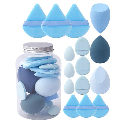 15-piece Mini Triangle Finger Makeup Puff Flocking Air Cushion Makeup Sponge Set Combination Beauty Soft Feature Blending Makeup