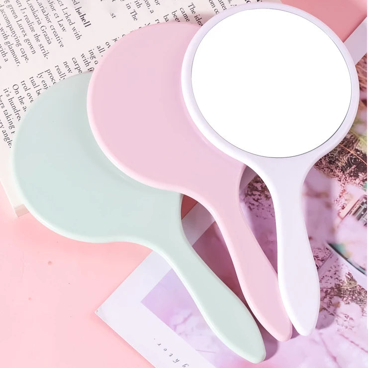 Zonyin Custom Round Design Handheld Vanity Mirror Cosmetic Hand Held Makeup Mirror Handy Mirror With Handle