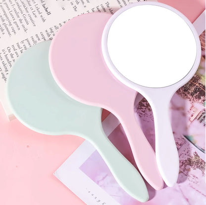 Zonyin Custom Round Design Handheld Vanity Mirror Cosmetic Hand Held Makeup Mirror Handy Mirror With Handle