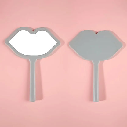 Zonyin Handheld Cosmetic Mirror Cheap Wholesale Small Lip Shaped ABS Plastic Portable Pocket Travel Makeup Mirror Personalized