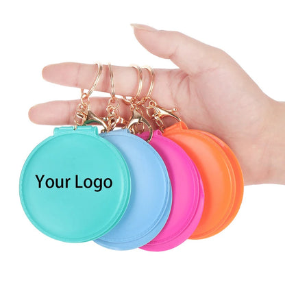 Zonyin Travel Round Compact Pocket Mirror Pink Promotion Cheap Custom Logo Hand Portable Folding Cosmetic Mirror for Keychain