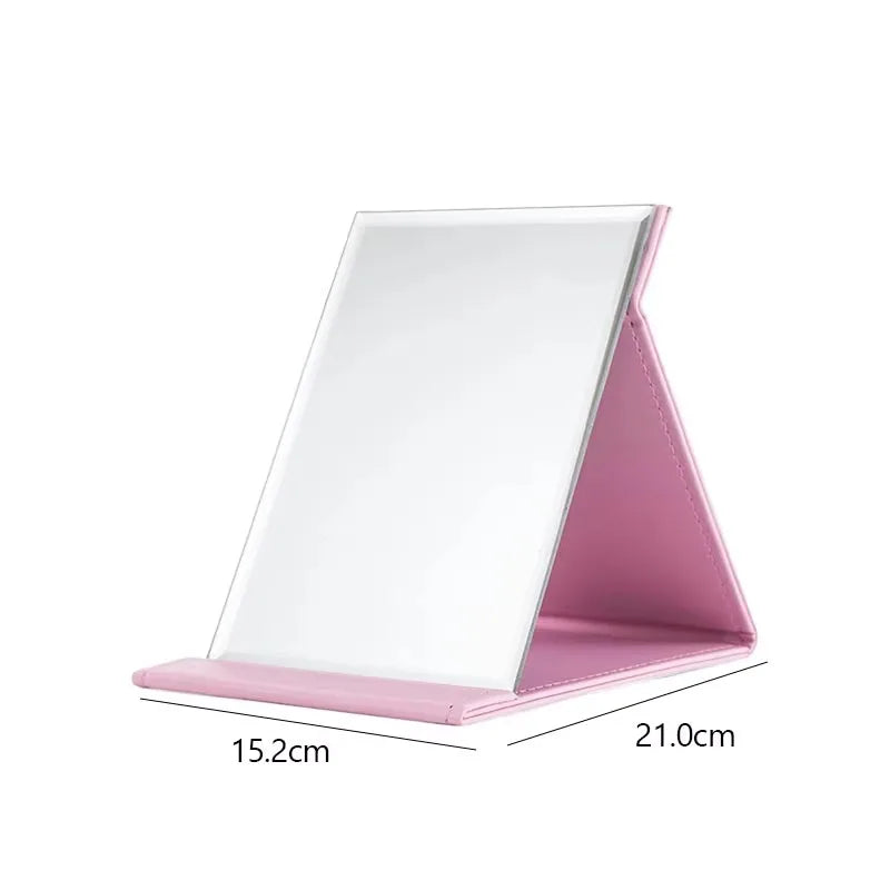 Factory Direct Silver Finish Foldable Square Glass Frame Cosmetic Mirror with Magnifying Feature for Desktop Use