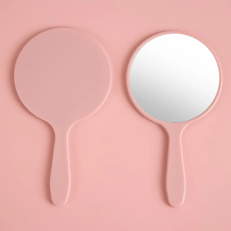 Zonyin Mini Handheld Custom logo Cosmetic Mirror Portable Plastic Pocket Round Hand Personalized Makeup Mirror for Travel Use
