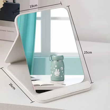 Zonyin Hot Sales Big Black White Pink Folding Travel Mirror PU Portable Adjustable Rectangular Large Vanity Mirror for Travel