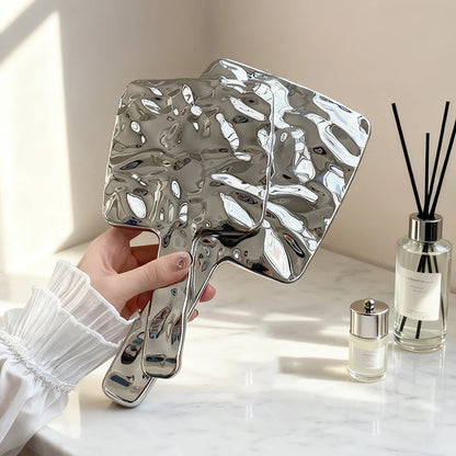 Zonyin New Luxury Square Electroplated Silver Cosmetic Mirror Handheld Makeup Mirror with Customized logo for Woman and Girls