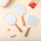 Zonyin Portable Personalized Plastic Round Square Heart Shape Handheld Wood Handle Makeup Mirror Pocket Hand Mirror for Beauty