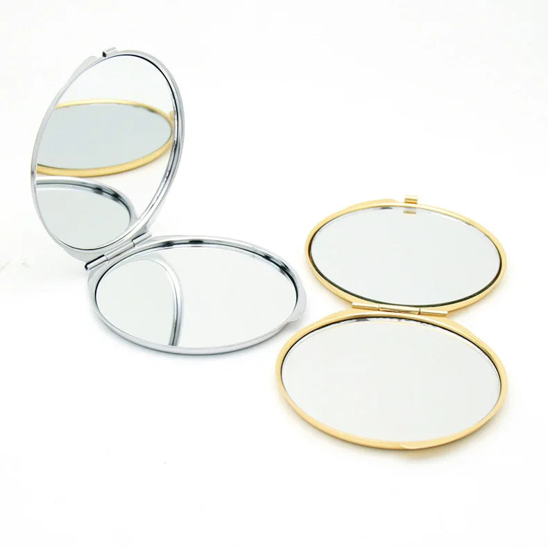 Zonyin Wholesale Portable Double-Sided Round Pocket Mirror Custom Logo Metal Frame Compact Purse Small Makeup Mirror for Travel