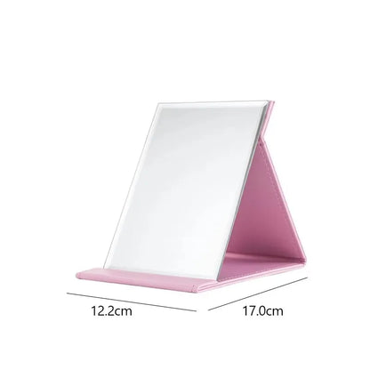 Factory Direct Silver Finish Foldable Square Glass Frame Cosmetic Mirror with Magnifying Feature for Desktop Use