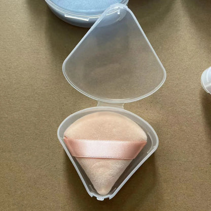 Zonyin Wholesale Cheap Gift Small Face Powder Puff Soft Triangle Makeup Puff Velour Puff With Plastic Box