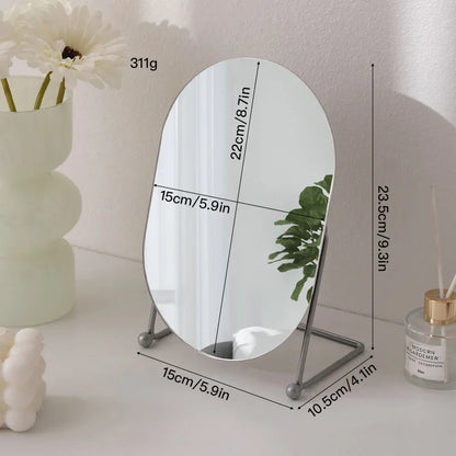 Zonyin Desktop Oval Rotating 360 Makeup Mirror Ins Style Dressing Table Mirror High Aesthetic Bedroom Vanity Mirror