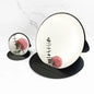 Zonyin Extra Large Round Black Pu Leather Desktop Standing Mirror Customized Your Logo Folding Super Big Makeup Vanity Mirror
