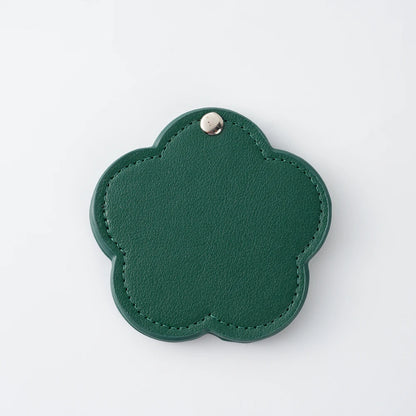 Zonyin New Arrival Flower Design White Pu Leather Makeup Mirror Customized Logo Portable Travel Pu Pocket Mirror for Women Girls