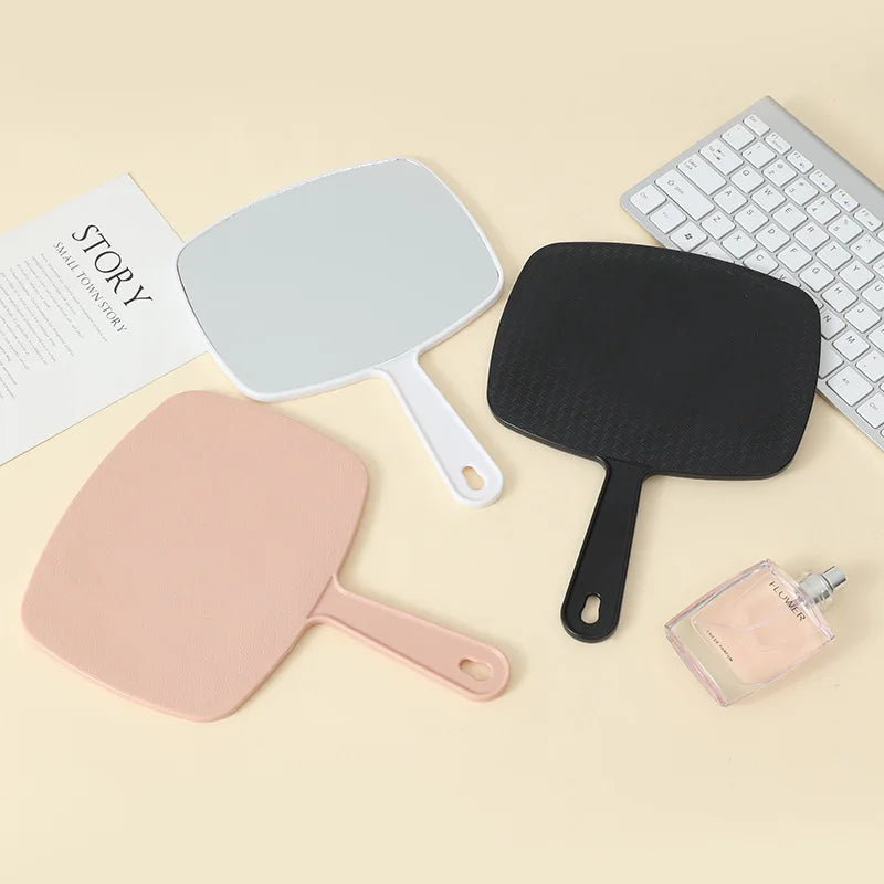 Zonyin Wholesale High Quality Custom Logo Salon Handheld Cosmetic Mirror Large ABS Plastic Hand Barber Hair Care Makeup Mirror