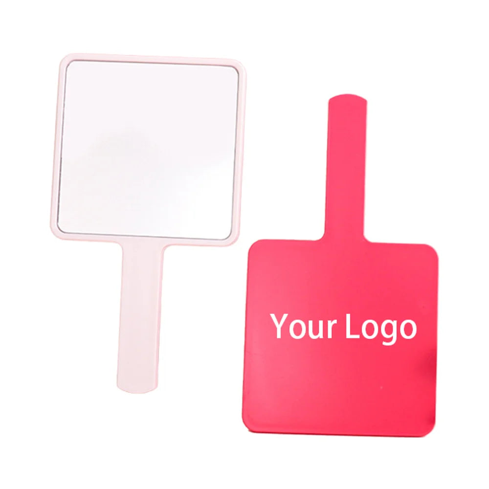 Zonyin Custom logo Big Size Handheld Cosmetic Mirror Travel Portable Handle Hand Beauty Vanity Makeup Mirror for Women Gifts