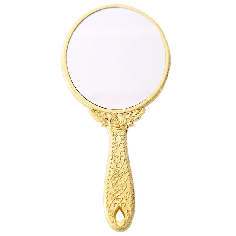 Zonyin Wholesale Plastic Handheld Makeup Mirror Oval Retro Travel Cosmetic Mirror with Portable Hand Held Mirror for Women Girls