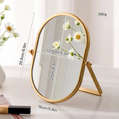 Zonyin Desktop Oval Rotating 360 Makeup Mirror Ins Style Dressing Table Mirror High Aesthetic Bedroom Vanity Mirror