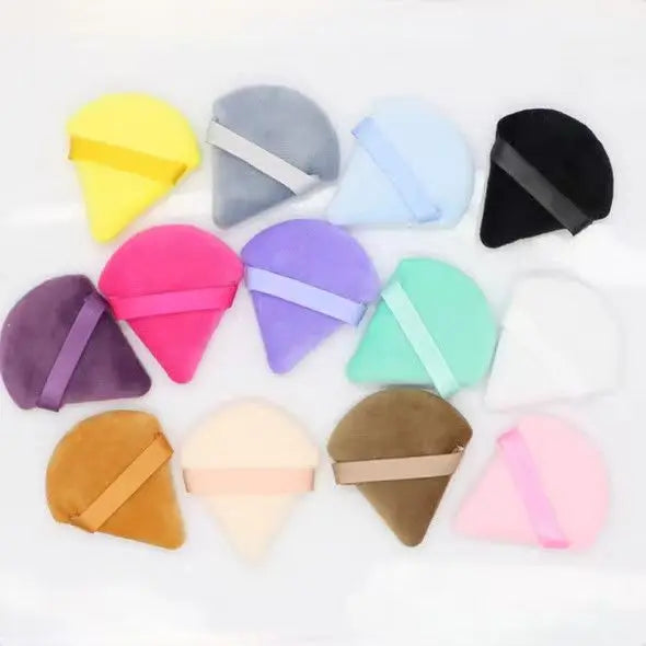 Wholesale Custom Logo Beauty Tool Cotton Makeup Setting Powder Puffs Velvet Cosmetic Puff Face Soft Velour Triangle Powder Puffs