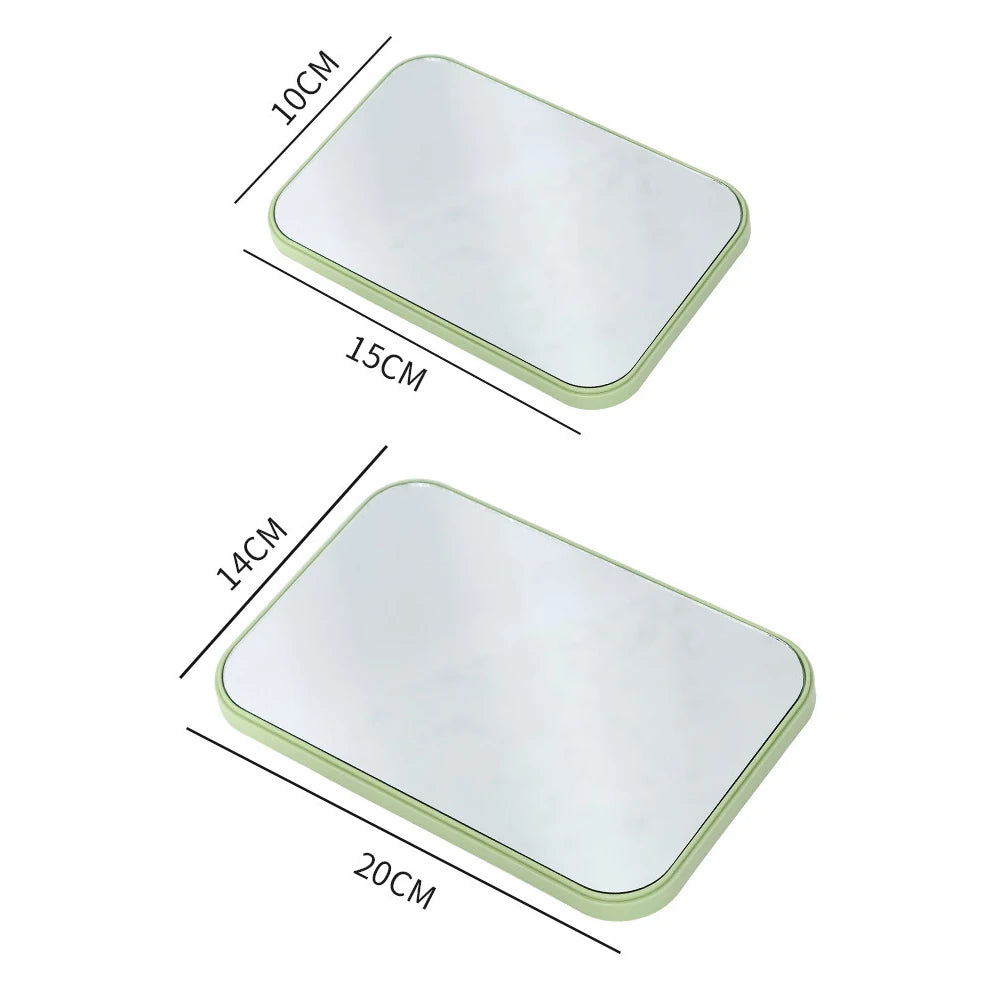 Zonyin Abs Plastic Desktop Rotatable Foldable Cosmetic Mirror Square HD Glass Princess Tabletop Makeup Mirror With Hanging Hole