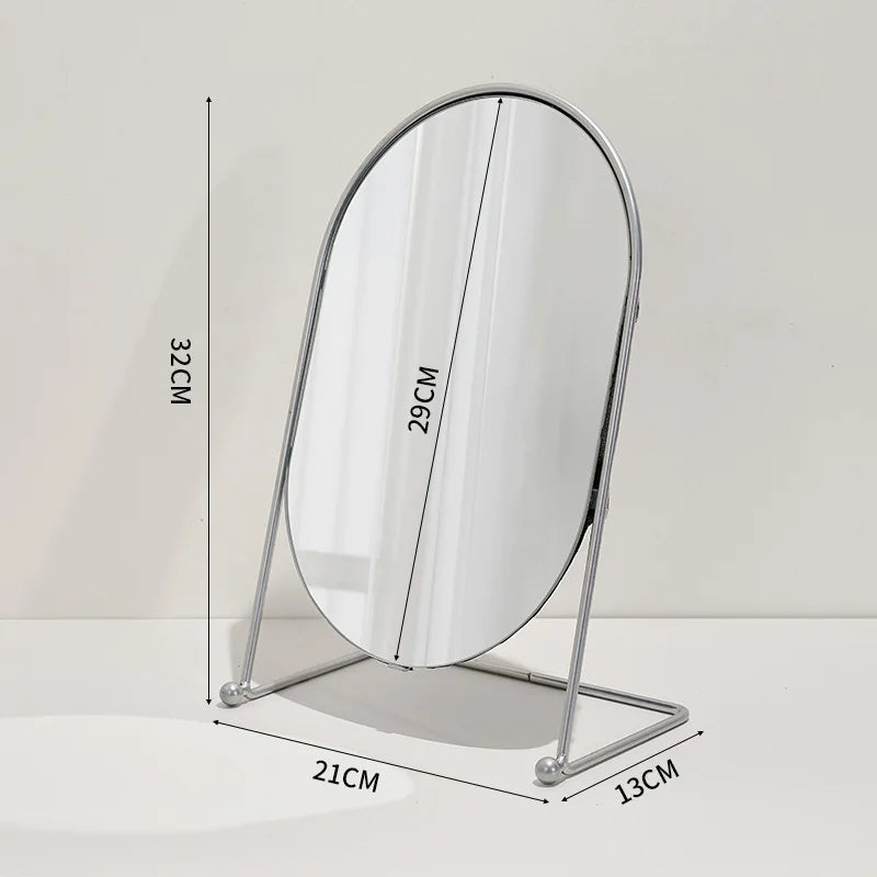 Zonyin Desktop Oval Rotating 360 Makeup Mirror Ins Style Dressing Table Mirror High Aesthetic Bedroom Vanity Mirror
