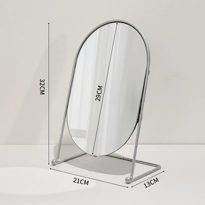 Zonyin Desktop Oval Rotating 360 Makeup Mirror Ins Style Dressing Table Mirror High Aesthetic Bedroom Vanity Mirror