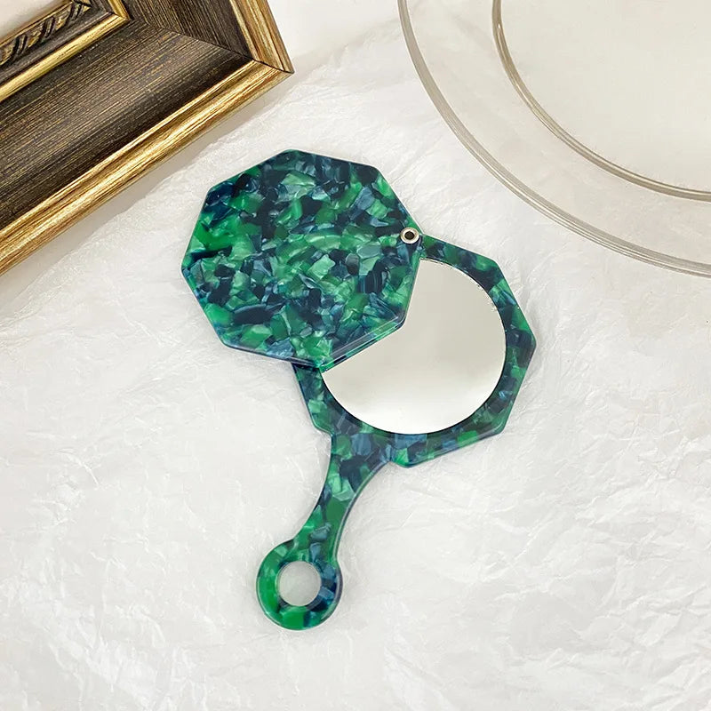 Zonyin Portable Acetate Handheld Pocket Makeup Mirror Vintage Custom Logo Cosmetic Mirror in Colorful Acetate for Girls and Kids