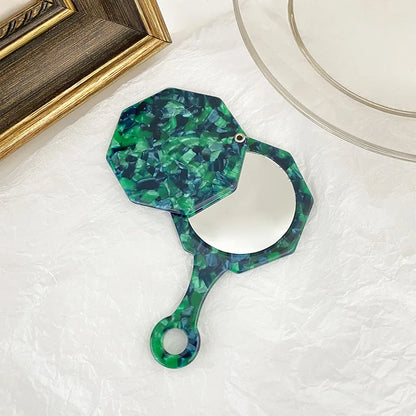 Zonyin Portable Acetate Handheld Pocket Makeup Mirror Vintage Custom Logo Cosmetic Mirror in Colorful Acetate for Girls and Kids