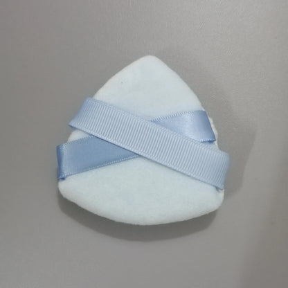 Zonyin Custom Logo Red Powder Puff Soft Velvet Triangle Powder Puffs Loose Velour Powder Makeup Puff with 2 Ribbons