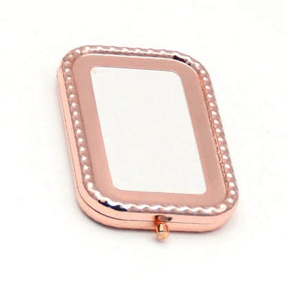 Zonyin Custom Logo Double-Side Foldable Metal Makeup Mirror Square Folding Mini Magnifying Travel Pocket Mirror with Promotion