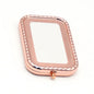 Zonyin Custom Logo Double-Side Foldable Metal Makeup Mirror Square Folding Mini Magnifying Travel Pocket Mirror with Promotion