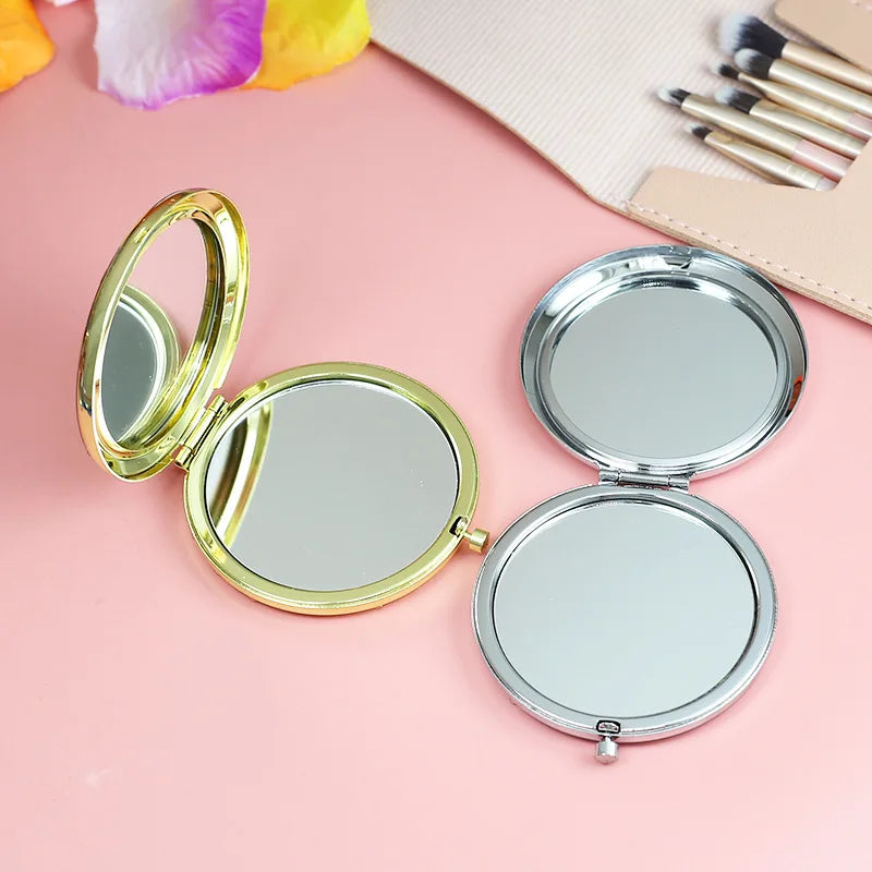 Zonyin Customized Logo Double Sided Compact Metal Cosmetic Mirror New Style Small Pocket Wedding Souvenirs Makeup Mirror