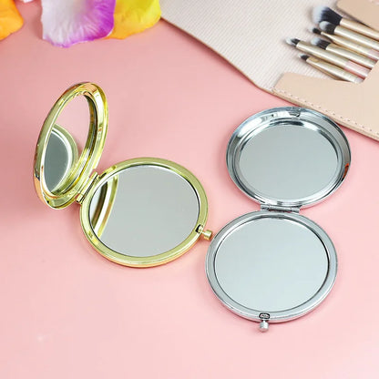 Zonyin Customized Logo Double Sided Compact Metal Cosmetic Mirror New Style Small Pocket Wedding Souvenirs Makeup Mirror