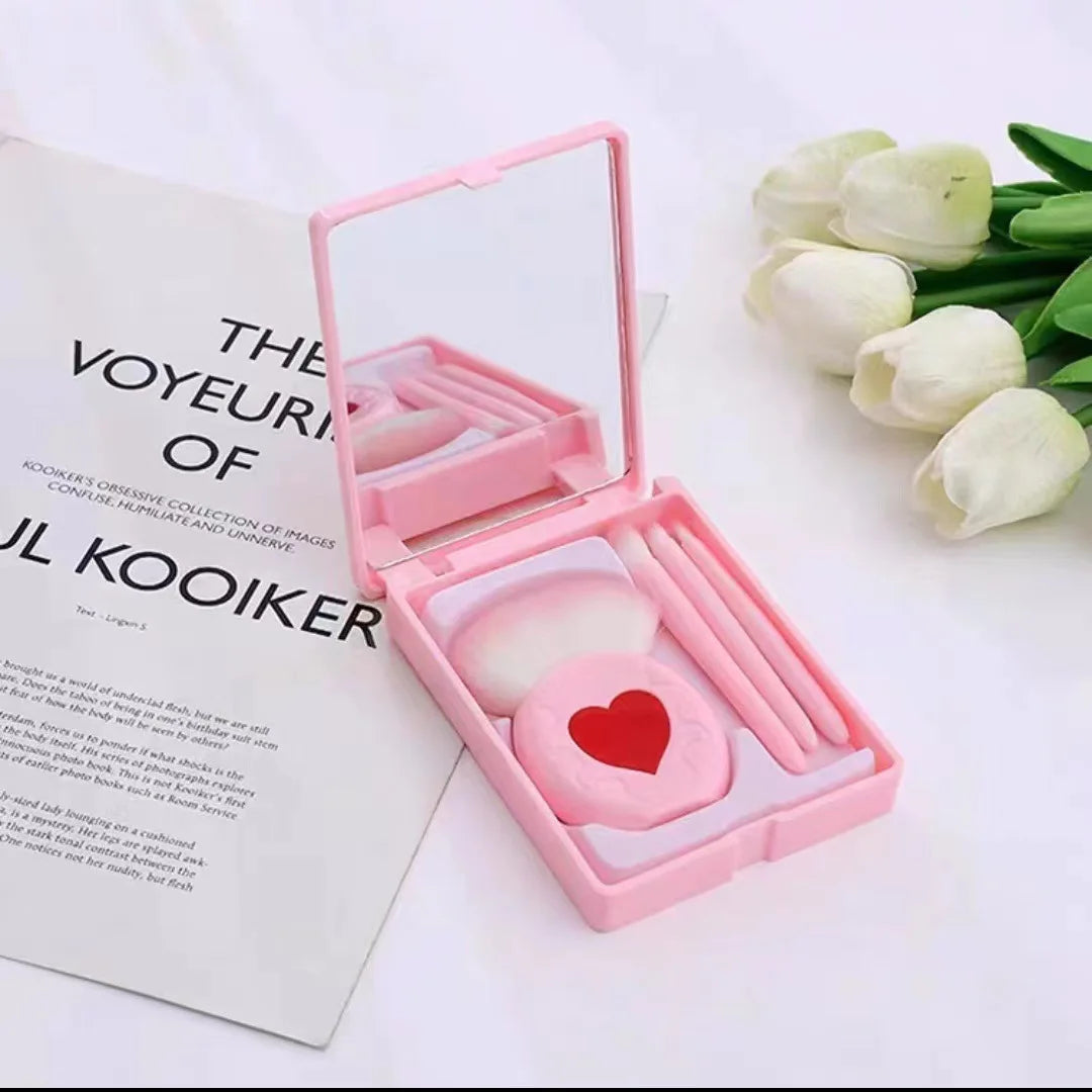 Zonyin New Design Cosmetic Mirror Set Private Label Square 5 Piece Portable Travel Makeup Mirror Set with case and Brush