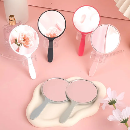 Zonyin Mini Handheld Custom logo Cosmetic Mirror Portable Plastic Pocket Round Hand Personalized Makeup Mirror for Travel Use