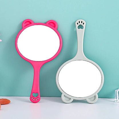 Zonyin Custom Logo Portable Handheld Makeup Mirror Cartoon Bear Head Handle Personalized Small Vanity Pocket Mirrors for Travel