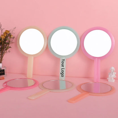 Zonyin New Round Double-sided Hand-held Travel Mirror Wholesale Makeup Mirror Portable Magnifying Glass Vanity Cosmetic Mirror