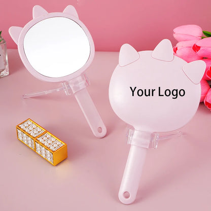 Zonyin Promotion Wholesale Custom Logo Handle Hand Cosmetic Mirror Cartoon Plastic Pocket Mirror Handheld Vanity Makeup Mirror