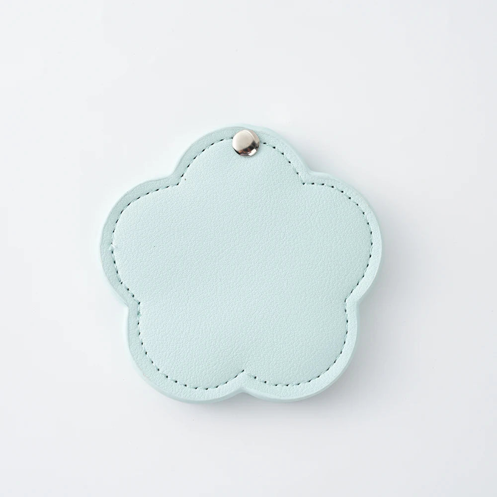 Zonyin New Arrival Flower Design White Pu Leather Makeup Mirror Customized Logo Portable Travel Pu Pocket Mirror for Women Girls