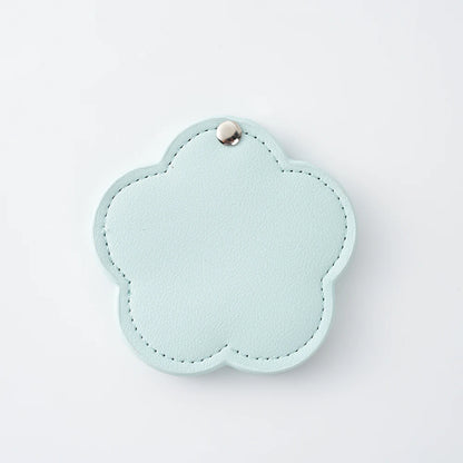 Zonyin New Arrival Flower Design White Pu Leather Makeup Mirror Customized Logo Portable Travel Pu Pocket Mirror for Women Girls