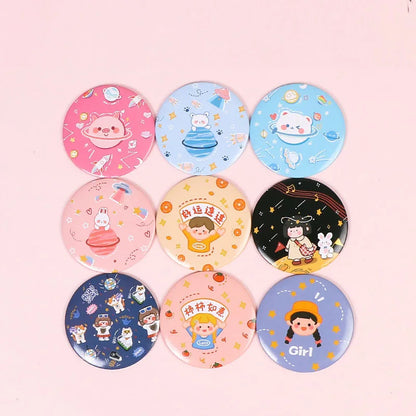Custom Personalized Silver Finish Foldable Small Gift Tin Mini Portable Makeup Mirror Girls Cosmetic Souvenir Travel Pocket