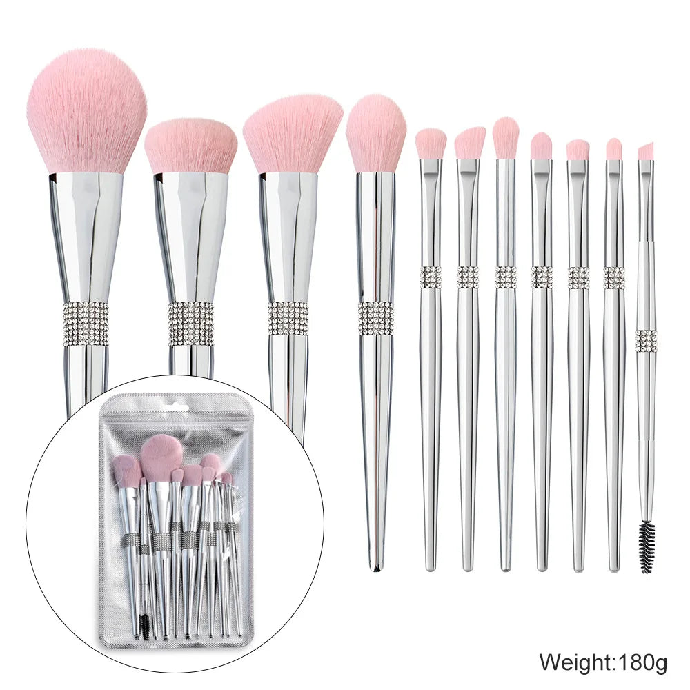 Zonyin Luxury 12Pcs Champagne Gold Soft Private Label Makeup Brushes Bling Glitter Diamond Makeup Brush Set With Rhinestone