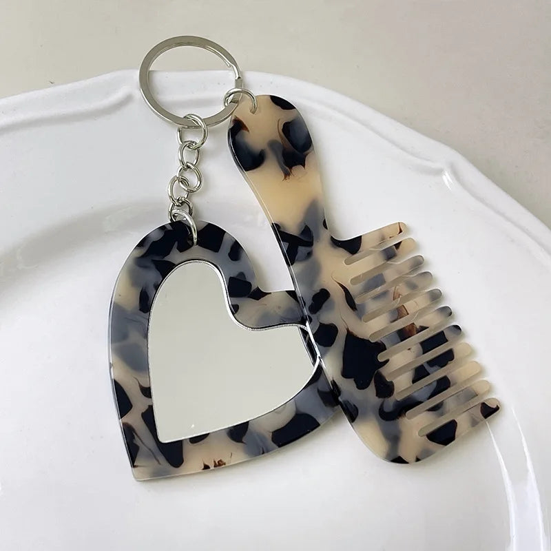 Zonyin Customized Personalized Glitter Sequin Car Keychain Bag Love Mini Acetate Makeup Mirror Heart DIY Car Hanging Accessories
